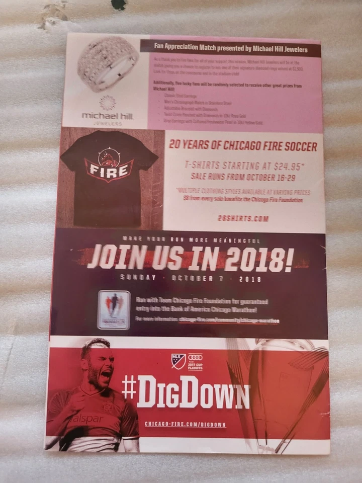 Chicago Fire vs. Philadelphia Union Matchday Program 10/15/17 - 20th Season - Image 2 of 3