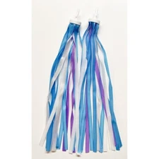 Bicycle Handlebar Streamers (Style 4) - 1 Pair -  Blue, White, and Purple