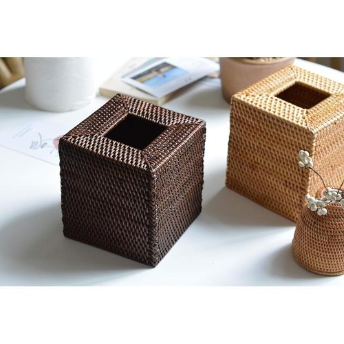 Hand Woven Rattan Tissue Box Cover Eco Friendly Wicker Holder Home Decor New - Picture 8 of 9