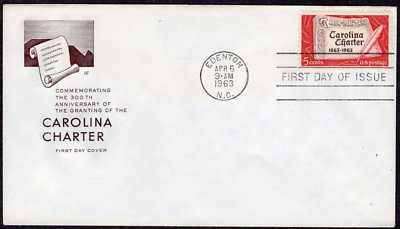 CAROLINA CHARTER 1663 KING CHARLES II ENGLAND 1963 FDC FARNAM CACHET ...