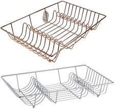 DISH DRAINER CHROME SINK RACK KITCHEN CUPS PLATES BOWLS CUTLERY MUGS UTENSILS