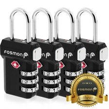 Fosmon [4 PACK] 3 Digit Combo TSA Approved Open Alert Indicator Luggage Lock