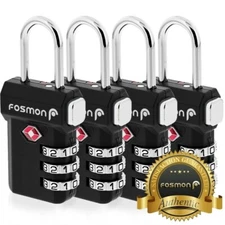Fosmon [4 PACK] 3 Digit Combo TSA Approved Open Alert Indicator Luggage Lock