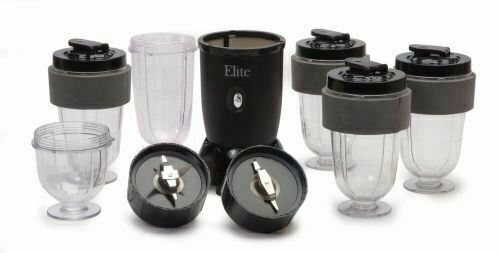 Elite Cuisine Drink Blender Maxi Matic Black EPB-1800 300-Watt 17-Piece Personal