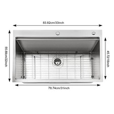 New 33"x22" Single Bowl Undermount Workstation Kitchen Stainless Steel Sink SALE