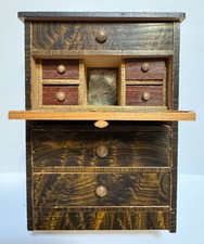 Antique Vintage 19th c. German Biedermeier Miniature Wood Dresser Drawers Open