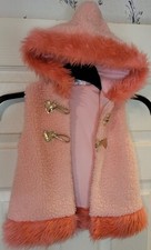 Little Lass Light Blue Faux Fur Hooded Vest, Size 24 Months