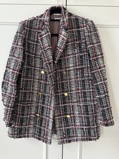 Thom Browne Women's Prince Of Wales Tartan Tweed Jacket Size 36