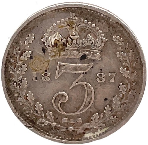 1887 GREAT BRITAIN  3 PENCE JUBILEE HEAD VICTORIA 0.925 Silver Coin. KM#758 - Picture 4 of 6