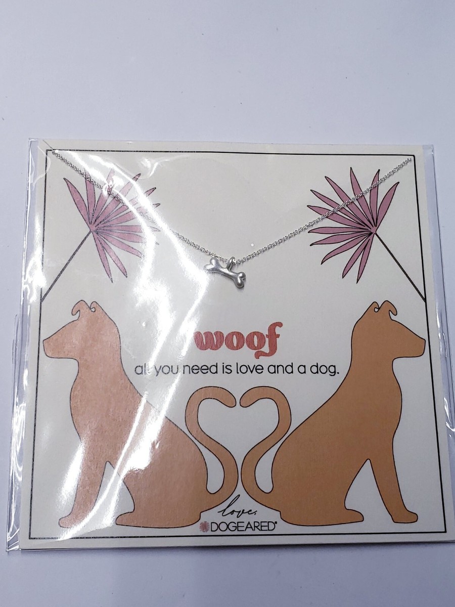 Dogeared Modern Woof Dog B0ne Charm Necklace 16