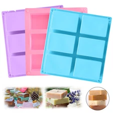 6 Cavities Rectangle Soap Mold Silicone Mould Tray For Homemade Craft DIY Tools