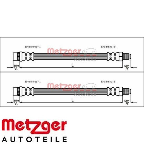 2X Bremsschlauch Metzger 4111105 2 BremsschläUche Rechts Links Vorne-image