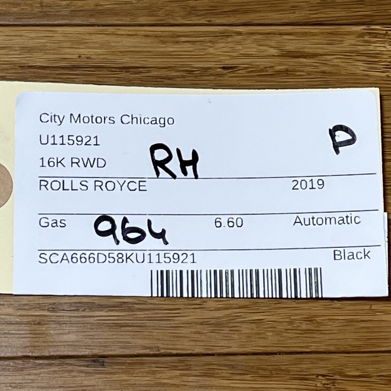 2017-2023 Rolls Royce Dawn RR6 Right Rollover Protection Centre Bracket OEM PH