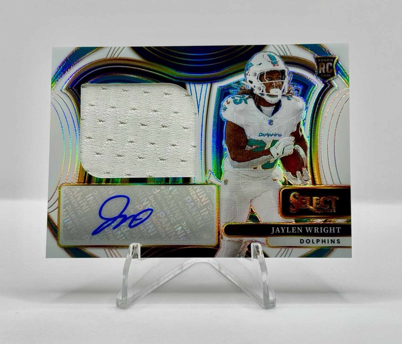 JAYLEN WRIGHT 2024 Panini Select White Rookie Patch Auto RPA Dolphins /75 MINT