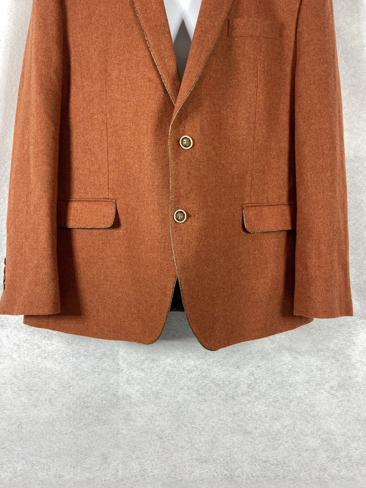 Куртка мужская Tallia 46R ржавчина оранжевая спортивное пальто шерстяная смесь золотистая отделка - Изображение 2 из 4