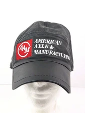 American Axle & Manufacturing Hat AAM Adjustable Strap Faux Leather Black