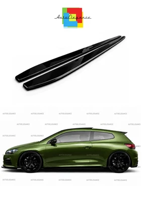 VW SCIROCCO 2008-16 LAME SOUS LES JUPES LATÉRALES EN SPLITTER ABS NOIR BRILLANT - Photo 1/4