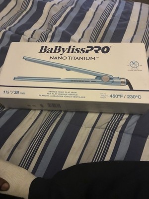 BaBylissPRO Nano Titanium Flat Iron 1.5'' Ionic Dual Voltage Blue 450°F