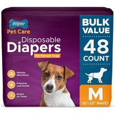 Inspire Female Dog Diapers Medium 48 Count Bulk Disposable Heat Period Pee Wrap