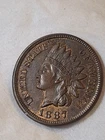 1887 Indian Head Cent Penny GEM BU  RED/BRown