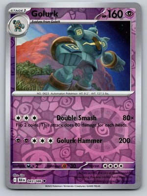 Golurk Reverse Holo Uncommon SV: Black Bolt 043/086 NM-FREE SHIPPING!