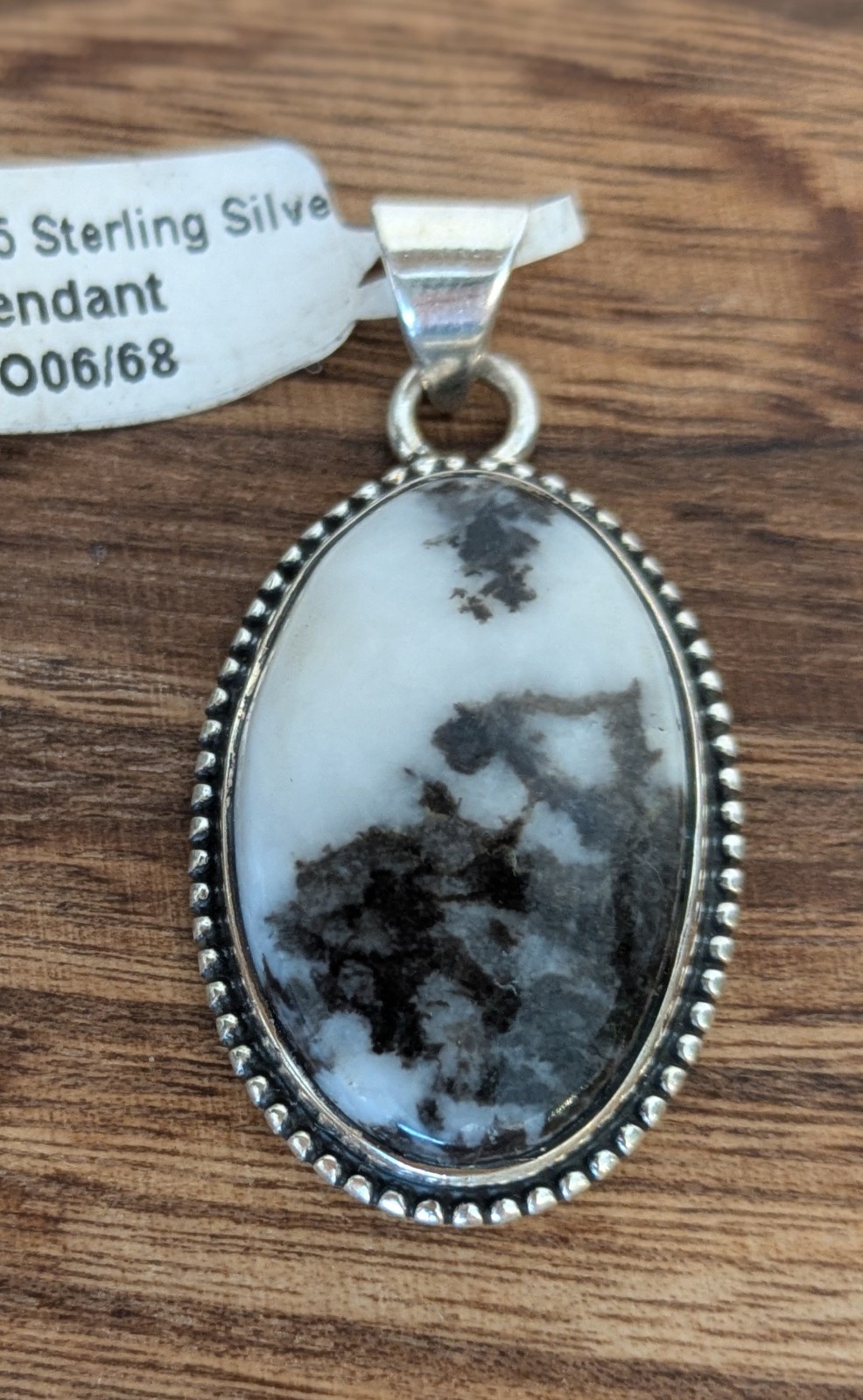 Zebra Jasper Oval Pendant – Solid 925 Sterling Si… - image 1