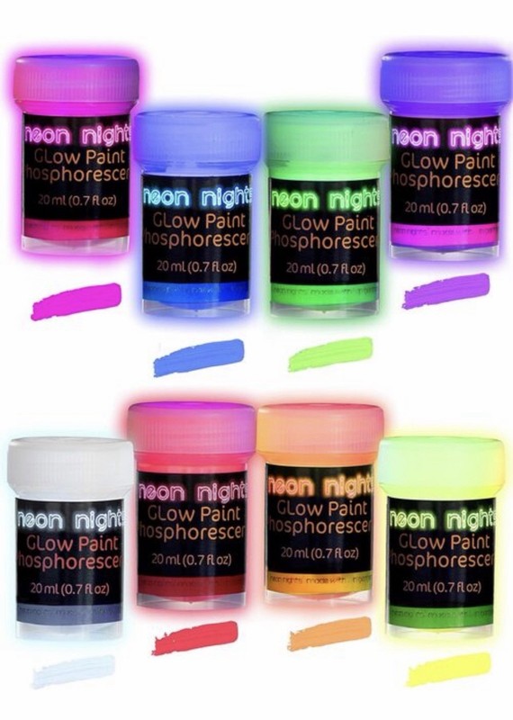Neon Nights Glow-in-the-Dark Paint - 8 Pack