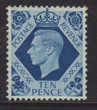 SG474 10d Turquoise 1937  ~ UNMOUNTED MINT Small Tone Spot SEE SCAN ~ GviR GB