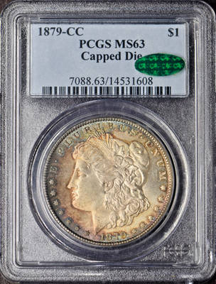 1879-CC Morgan Silver Dollar - PCGS & CAC MS63 Capped Die Toned