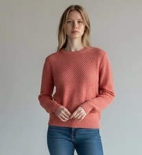 LOFT XS Coral Textured Knit Sweater Soft Cozy Lightweight Pullover