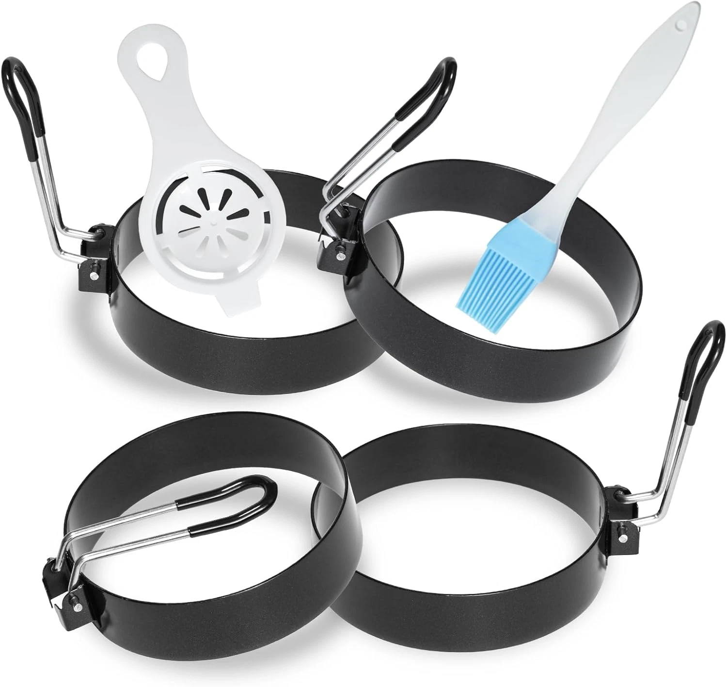 4 Pack Egg Rings Stainless Steel Frying Ring Set w/ Oil Brush Egg Separator
Opens in a new window or