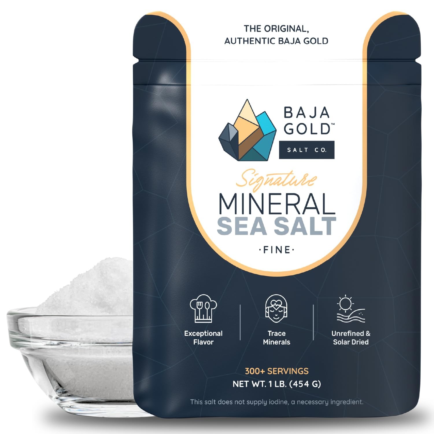 Baja Gold Mineral Sea Salt – Fine Grind – Unrefined, 454 g (Pack of 1), White