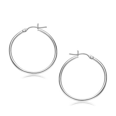 Classic C Hoop Earrings, 10K White Gold, 30.00 mm, Polished