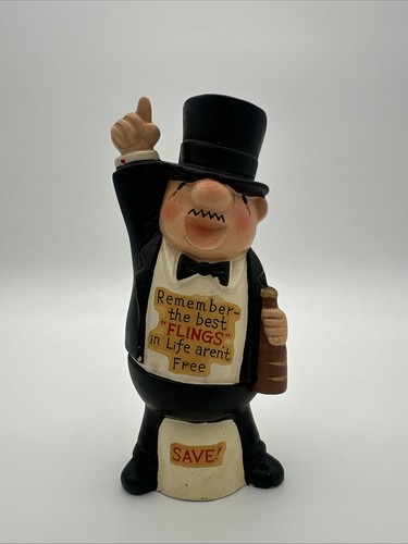 Vintage Enesco Drunk Man Novelty Coin Bank with Stopper - See Pics