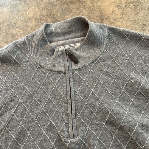 Williams & Kent Sweater Men's XL Gray Cotton Cashmere Textured Diamond Jumper - Picture 2 of 12