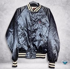 Vtg 90s Metricom Dunbrooke Pla-Jac Satin Bomber Jacket Ricochet Tech Promo L/XL