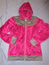 Girls Hooded Full Zip Jacket THE NORTH FACE Sz L 14-16 - Fuchsia Fleece  Black