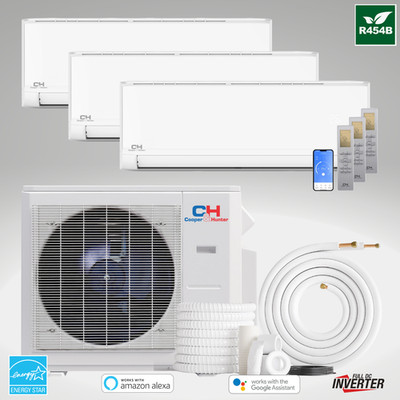 28000 BTU 230V 23.8 SEER Tri 3 Zone Olivia Mini Split Heat Pump Air Conditioner