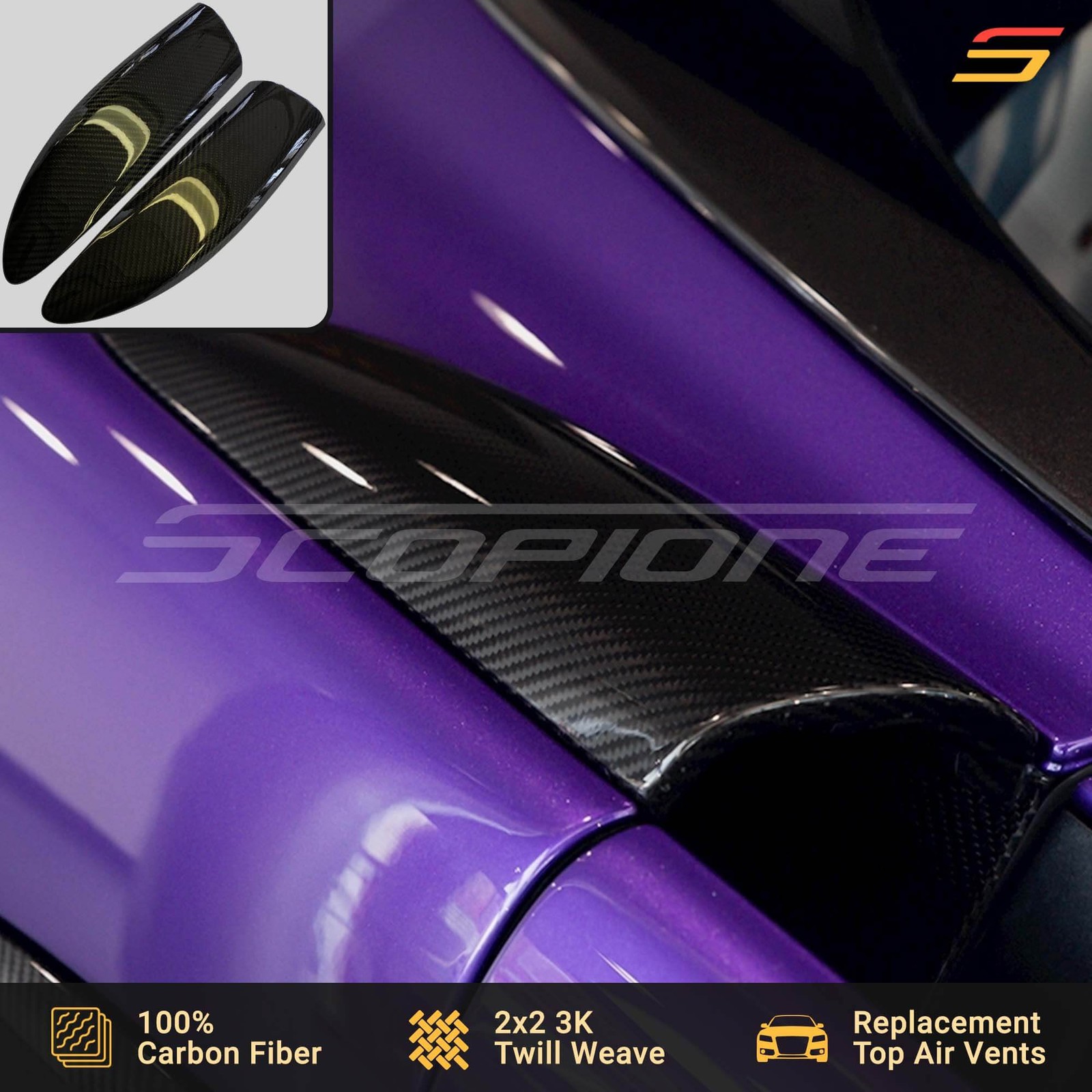 Scopione Carbon Fiber Top Air Intake Covers for McLaren 540C 570GT 570S 600LT
