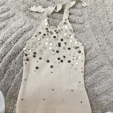 Damen Strick-Top Beige Neckholder , 2XS. Ganz...