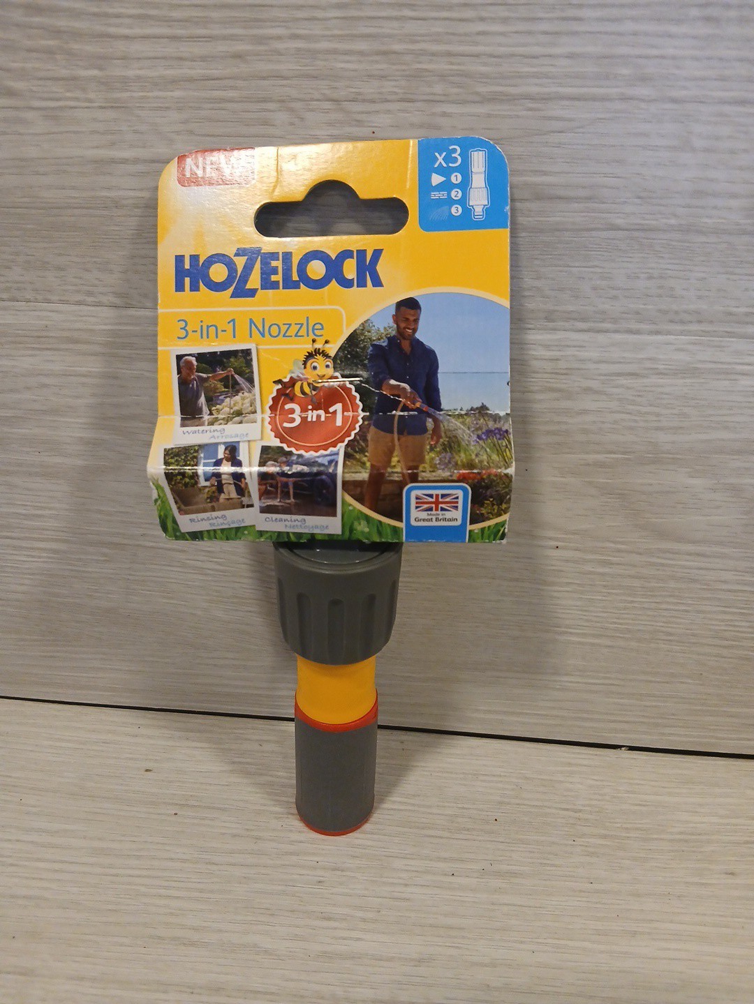 Hozelock 3 in 1 Nozzle Plus Garden Hose Spray Head Jet Cone Fast Fill