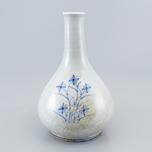 Korean blue and white glazed vase.