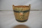 Weller Pottery Woodrose Barrel Planter Brown And Green With Pink Rose
