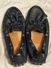 Coach Nadia Black Leather Tassel Loafers Driving Moccasins Slip On - Size 7.5