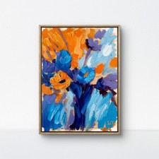 Dipinto olio originale 12x16 tela fiori astratti arte moderna colorata