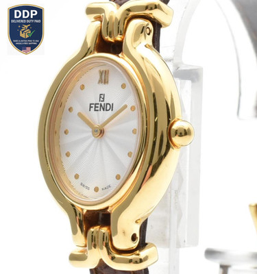 [NEAR MINT] FENDI Chameleon 640L FF Logo Gold Quartz Women's Luxury Watch JAPAN
