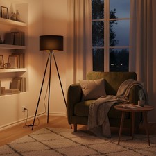 3-Bein Stehleuchte 155cm E27 Modern mit Schirm Wohnzimmer Stehlampe Deckenfluter