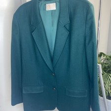 Pendleton 100 Virgin Wool Emerald Jade Green Skirt Suit Set Sz 16 Vintage