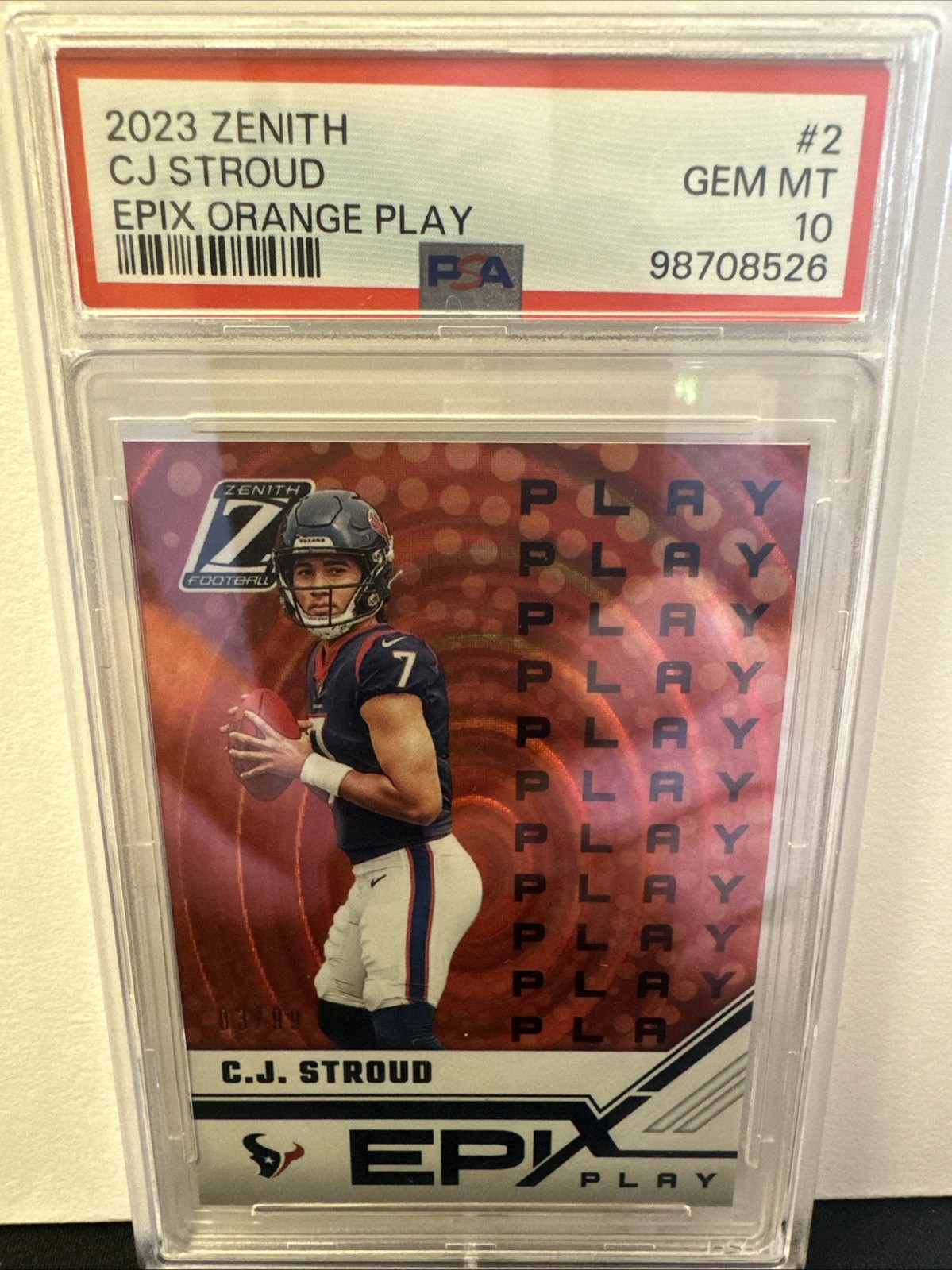 CJ STROUD 2023 Panini Zenith Epix Orange Play /99 - POP 12