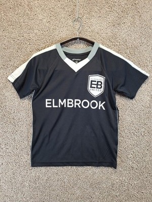 Champro Sports EB Elmbrook Soccer #5 Jersey Youth Small Black Printed V Neck